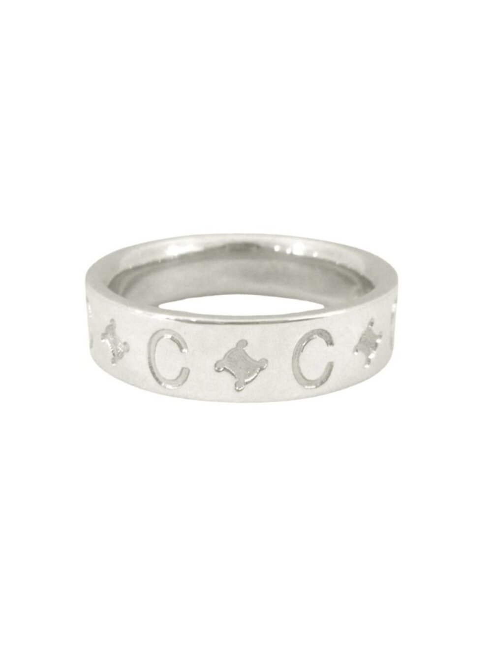 Celine Polished C Macadam Ring Logo Vintage Silver